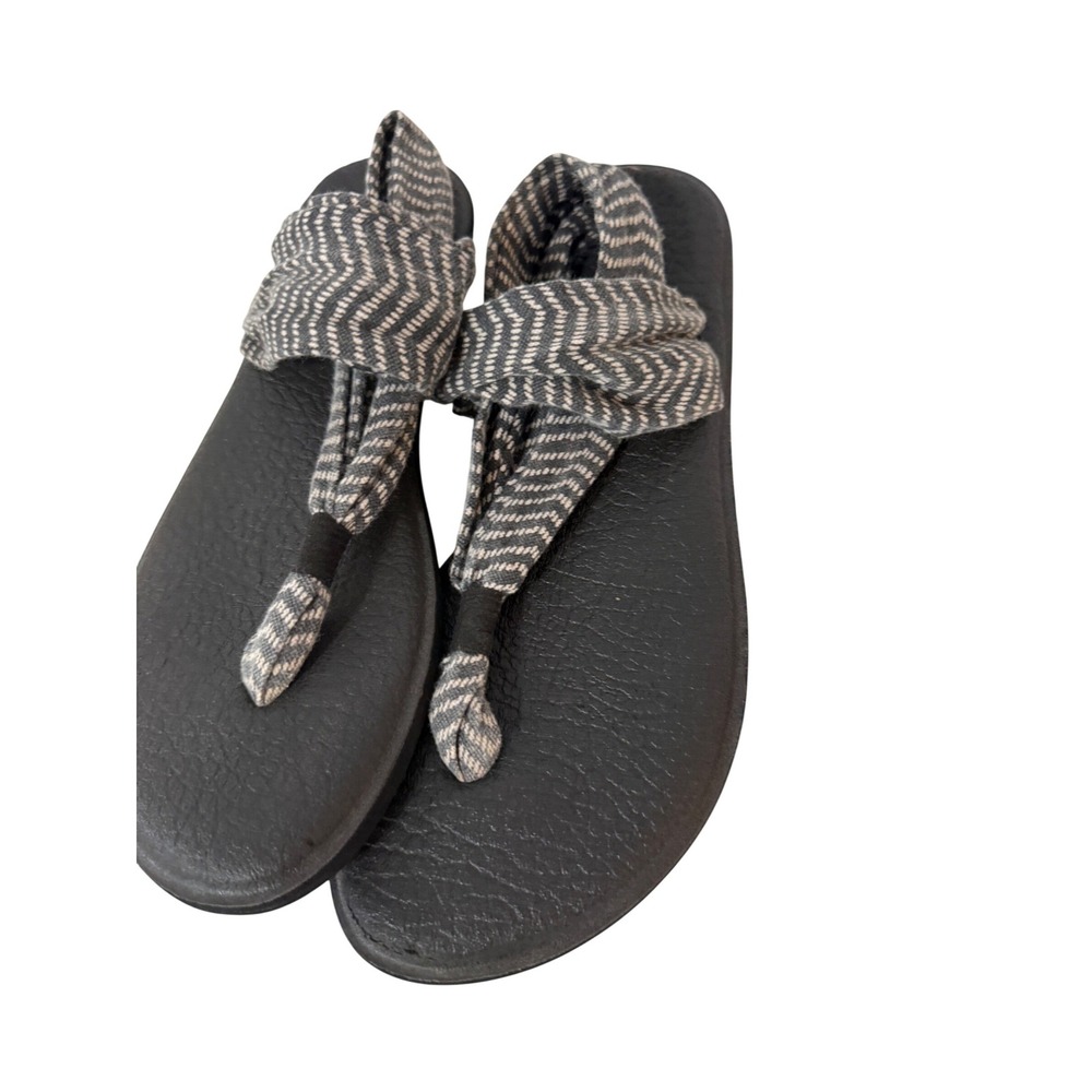 Sanuk Yoga Sling 2 Sandals Womens 9 Grey White Chevron Yoga Mat‎ Footbed Thong